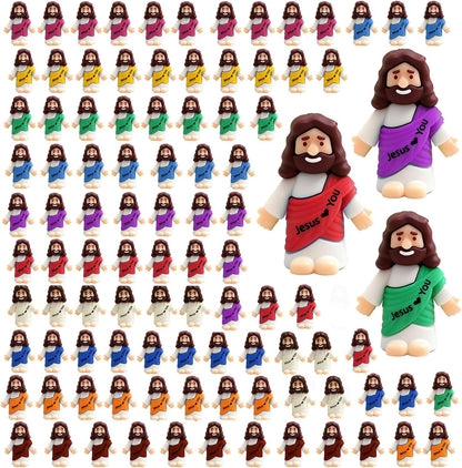 Mini Jesus Figures Pack - 40, 70, 105 Count - Religious Christ Savior Figurines for Christmas Party Favors, Baptism Gifts, Sunday School, and Easter Egg Stuffers