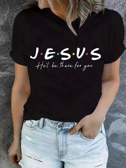 Jesus Graphic T-Shirt for Women, Casual Short Sleeve Summer Top