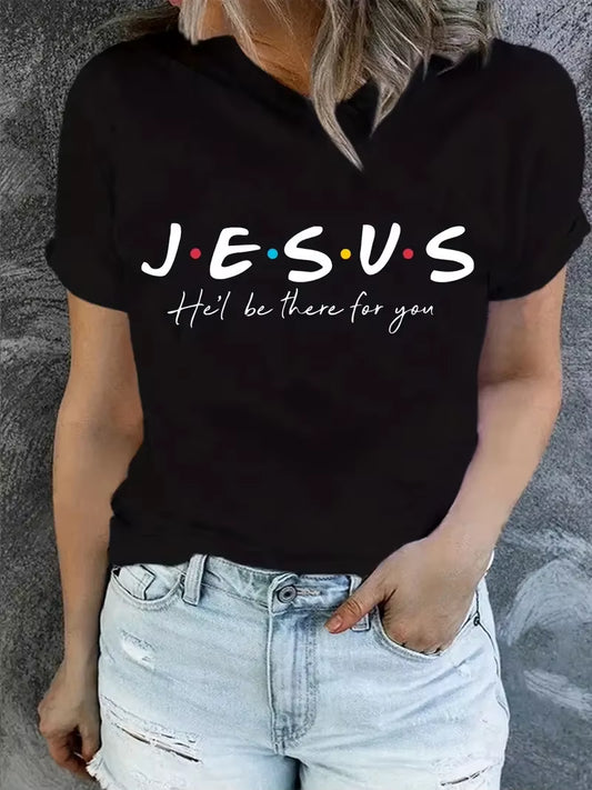 Jesus Graphic T-Shirt for Women, Casual Short Sleeve Summer Top