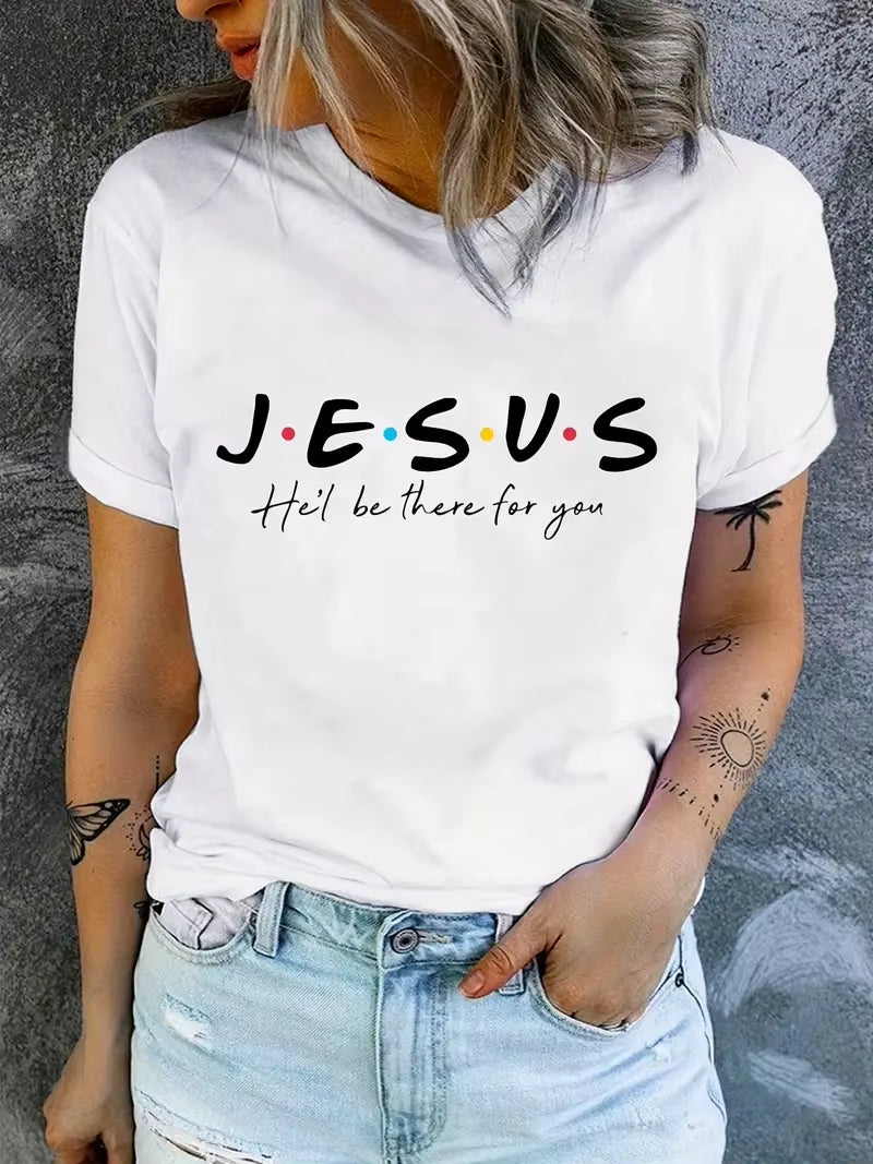 Jesus Graphic T-Shirt for Women, Casual Short Sleeve Summer Top