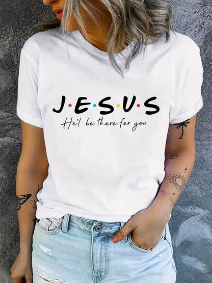 Jesus Graphic T-Shirt for Women, Casual Short Sleeve Summer Top