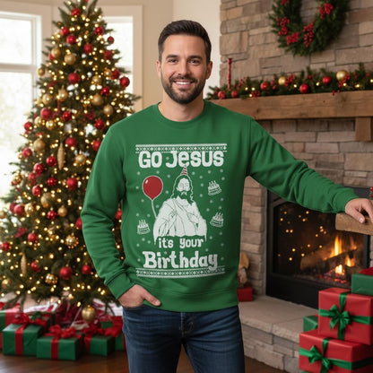 Men's Funny Christmas Sweatshirt - Birthday Boy Jesus Design