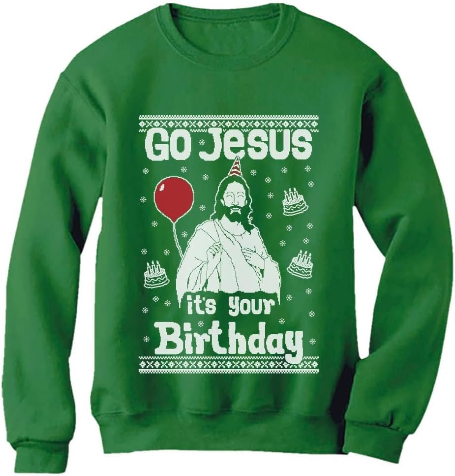 Men's Funny Christmas Sweatshirt - Birthday Boy Jesus Design