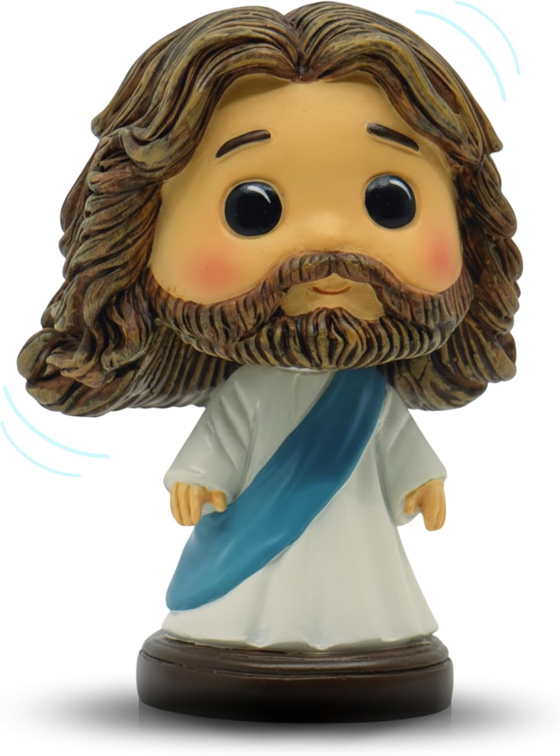 Resin Jesus Bobblehead Figurine in Baby Blue - 3.5" Christian Car, Desk, and Home Decor with Charming Bobbling Design