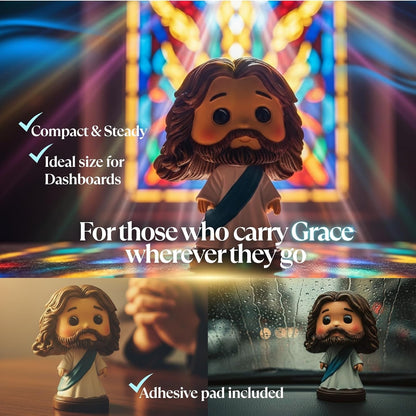Resin Jesus Bobblehead Figurine in Baby Blue - 3.5" Christian Car, Desk, and Home Decor with Charming Bobbling Design