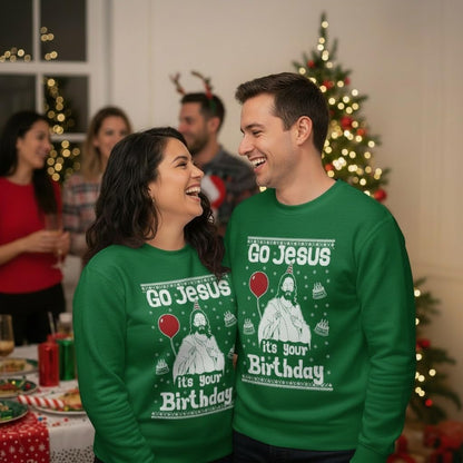 Men's Funny Christmas Sweatshirt - Birthday Boy Jesus Design